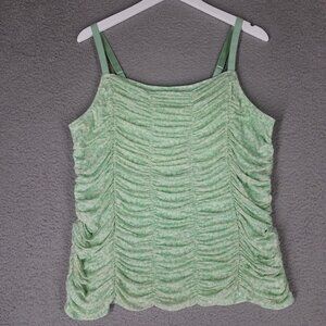 NEW Torrid Tank Top Women's 2/ 2X Green Floral Ruched Scrunch Stretch Summer